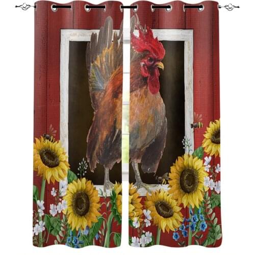 Farm Barn Chicken Sunflower Curtains for Kids Children Boys Girls Room Living Room Window Drapes Curtain Window Treatments
