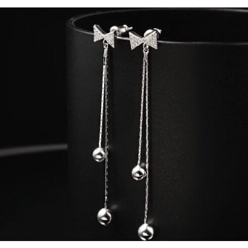 LADYCHIC New Arrival Cubic Zircon Long Chain Drop Earrings for Women Trendy Bowknot Tassel Dangle Earring Wedding Jewelry LE1406