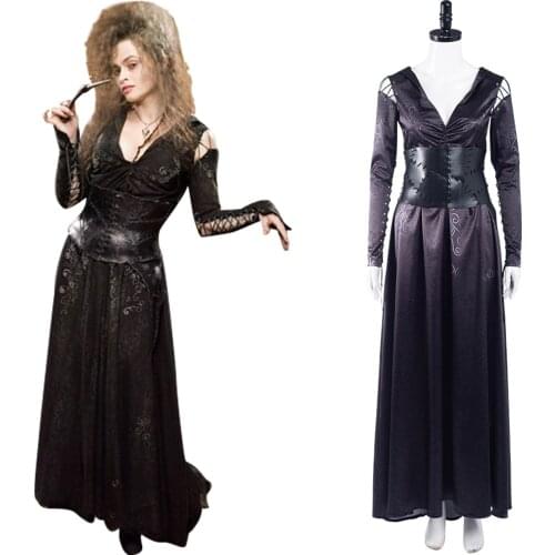 Bellatrix Lestrange Cosplay Costume Halloween Carnival Dress Suit