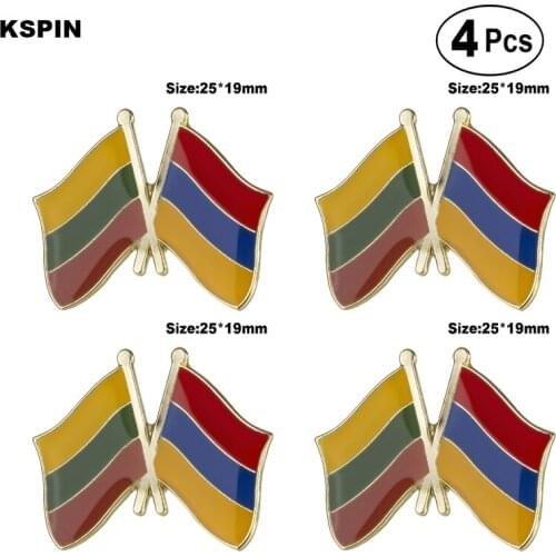 Lithuania & Armenia Friendship Flag Pin Lapel Pin Badge Brooch Icons 4pcs