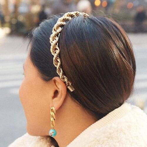 Golden Chains Hairbands For Women Punk Style Metal Headband Wrap Hair Hoop Fashion Chic Hair Ornament Gold Hair Accessories