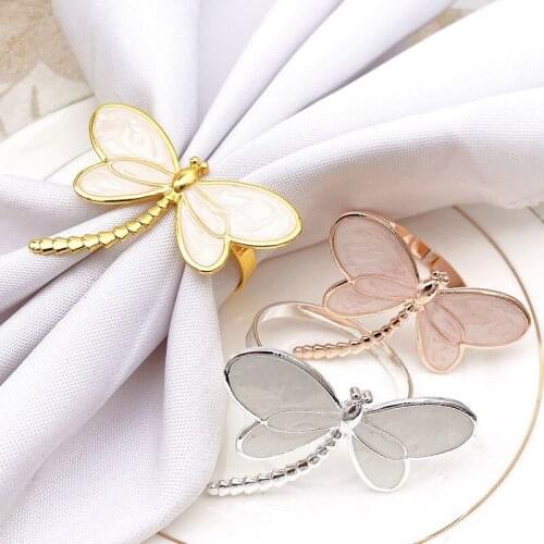 12PCS Hotel tableware dragonfly napkin buckle metal napkin ring