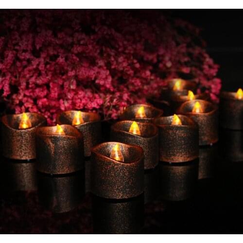 12Pcs Retro Realistic Flicker Flameless Flickering LED Battery Operated Candles Electric Light Candle Led Tea Lights Christmas