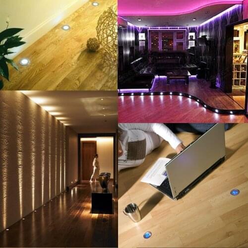 2018 QACA 50PCS 58mm LED Deck Lights 0.3-0.7W 7 LM SMD3350led Underground light EU/US/UK Plug for Outdoor Garden