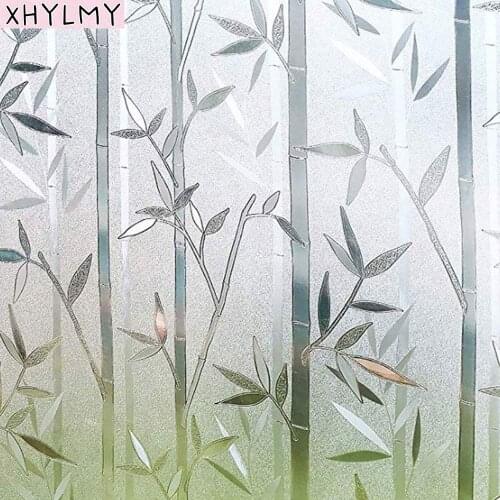 45/60*200cm Privacy Film Crystal Bamboo Decorative Film Window Sticker Static Frosted No-Adhesive Kitchen Bathroom Glass Film