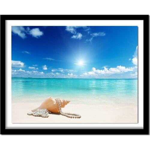 5D diamond embroidery diamond Pure beautiful sea beach picture 5D diy diamond painting needlework Home Decoration AS707