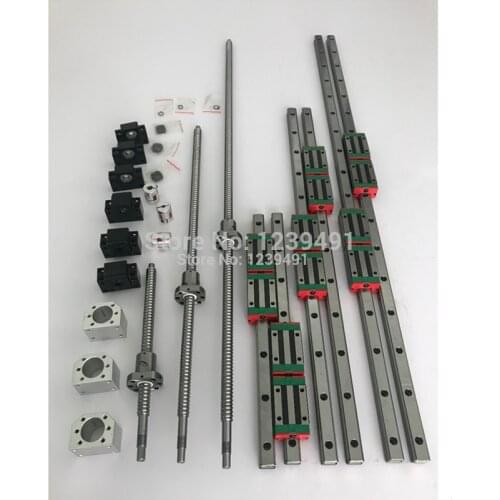 6 set HGR20 Square Linear guide rail 6 set HGR20 - 400/1000/1500mm ballscrew + SFU2005 - 400/1000/1500mm + BK/BF15 CNC part