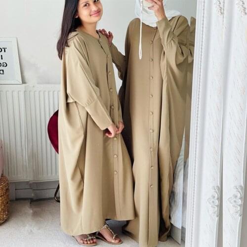 Abaya Dubai Turkey Muslim Fashion Hijab Solid Color Bat Sleeve Long Dress Islamic Caftan Marocain African Dresses For Women Robe