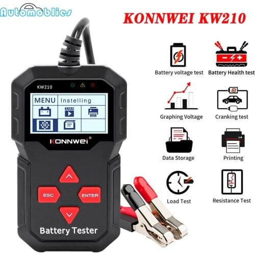 KONNWEI KW210 Automatic Smart 12V Car Battery Tester Auto OBD2 Battery Analyzer 100 to 2000CCA Cranking Car Battery Tester
