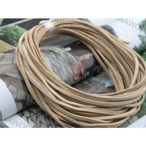 FREE SHIPPING 3*2MM Square Natural Color Real Leather Cord 100meters