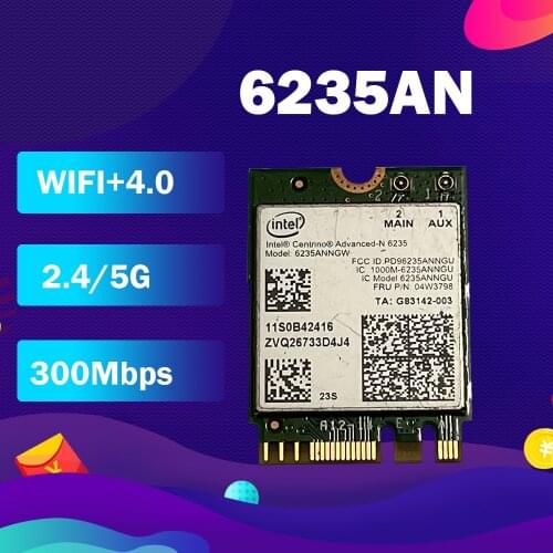 Wireless Card For 6235ANNGW For Intel 6235 NGFF 2.4/5G Bluetooth 4.0 04W3798 Card for T431SP T431SP X230S