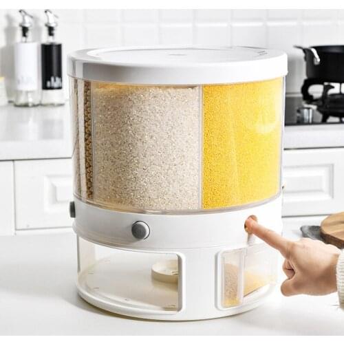 Household kitchen storage insect proof and moisture-proof partition rotary rice storage tank