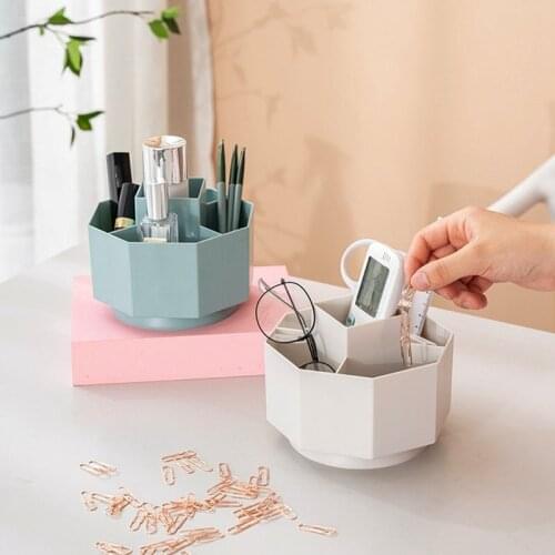 Simplicity Rotary Pen Holder Desktop Stationery Storage Box Office Pencil Storage Box Cosmetic Sundries Solid Color Storage Case