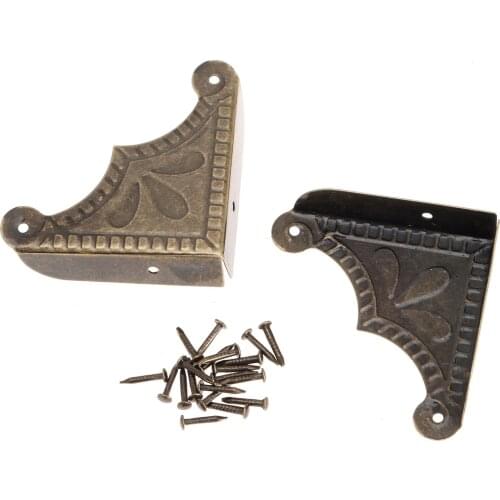 12Pcs Decorative Corner Brackets for Scrapbook Wooden Box Edge Cover Corner Protector Guard Antique Corner Chinese Crafts w/Nail