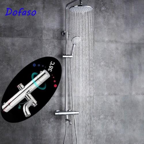 Dofaso thermostatic mixer valve shower set intelligent Modern Luxury European Style Large SUS304 Thermostatic bath shower faucet