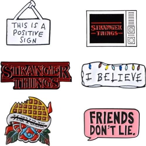 Stranger Things Enamel Pins TV Set Christmas Lights Eleven Waffles Friend Don't Lie Brooch Lapel Pin Badge Jewelry Gift for Fans