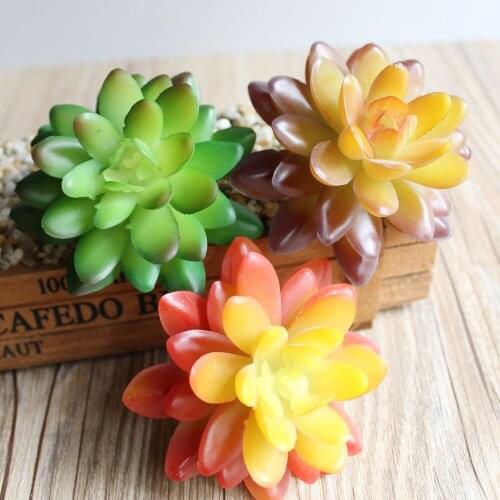 8.5X9cm Large Flower Artificial Succulents Plants Green Purple Orange Yellow Fake Plants Home Garden Decoration Plastic Plants