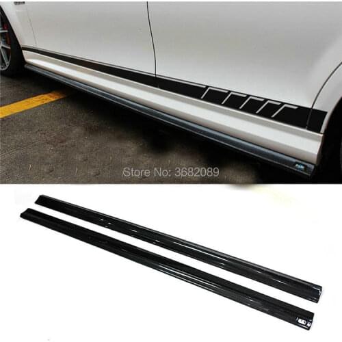2PCS Real Carbon Fiber Side Skirts Panel Extension Body Kit For Mercedes Benz C-Class W204 C63AMG Sedan 4Doors C63 AMG 2008-2014