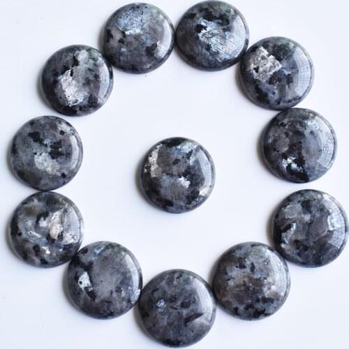 2020 Fashion hot selling good quality natural black spectrolite round cabochon beads 25mm 20pcs/lot Wholesale free shipping