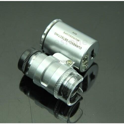 Mini Jeweler 60x LED UV Light Pocket Microscope Jewelry Magnifier Loupe Glass M04 dropship