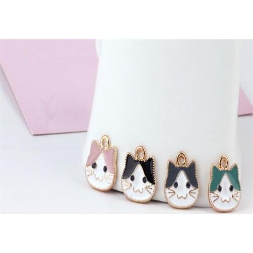 MRHUANG 10pcs/lot 15*16mm Animals Cat Enamel Charms fit necklaces bracelet DIY Fashion Jewelry Accessories