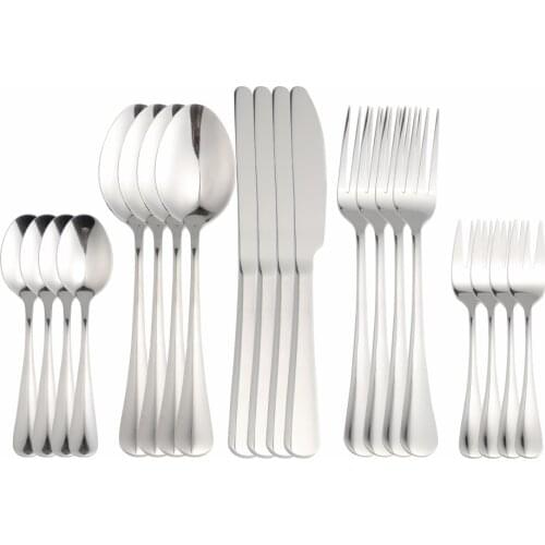 20Pcs Stainless Steel Silver Cutlery Tableware Set Dinnerware Dinner Party Home Flatware Set Forks Knives Spoons Set Silverware