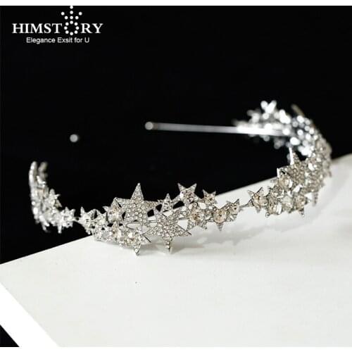 NEw Bride Star Crystal Crown Tiara Wedding Bridal Party Headband Hair Jewelry Princess Headpieces Birthday Hairband Gifts