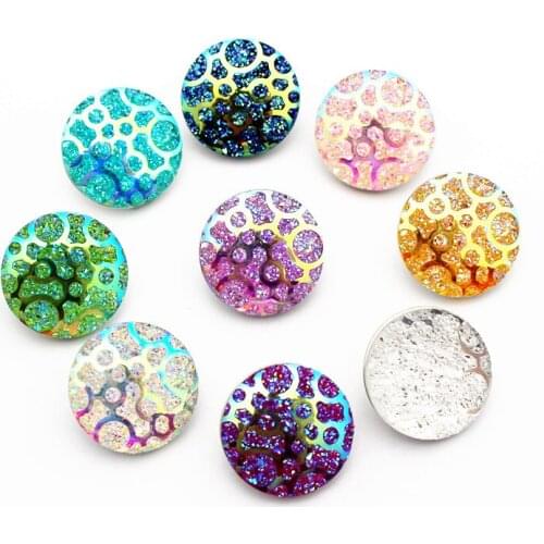 New Arrived Mixs 12pcs/lot 18mm Resin Snap Buttons Colorful Round Snap Chams Fit DIY Snap Bracelet Necklace Jewelry