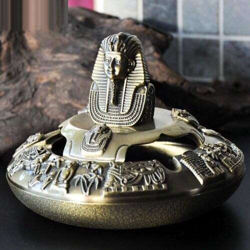 RETRO EGYPT PHARAOH ASHTRAY FASHION OFFICE ASHTRAY ANCIENT TUTANKHAMUN COVER BAND ASHTRAY ZINC ALLOY CRAFT HOME DECORATION R3704
