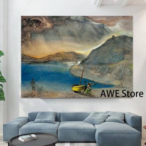 Salvador Dali port Lligat landscape, before the storm, 1956 Printed on Canvas Painting For Living Room Home Decor Wall Pictures