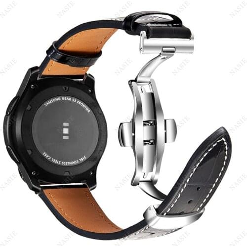 20MM 22MM Genuine Leather Strap for Samsung Galaxy Watch 3 Band 41mm/45mm/42mm/46mm/Active 2 Bracelet for Huawei GT 2/Pro correa