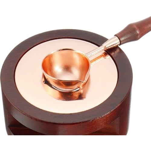 Retro Sealing Wax Furnace Stove Pot Wood Handle Sealing Wax Spoon Wax Bead Melting Pot DIY Crafts