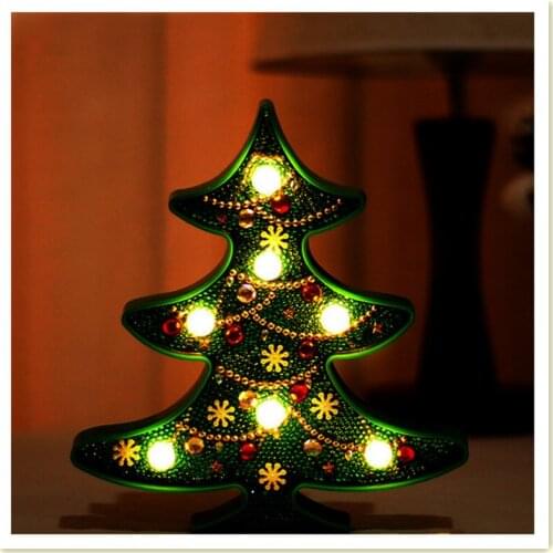 Christmas Lights DIY Diamond Painting Christmas Tree SnowMan LED Night Light Rhinestones Lamp Home Decoration Christmas Gift
