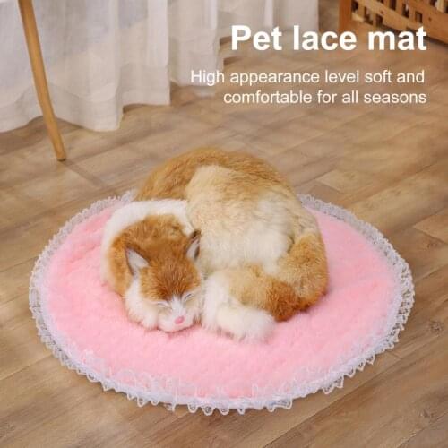 Pink Pet Blanket Super Soft Princess Lace Cat Bed Plush Mat Anti-slip Cat Bed Soft Pet Mat Portable Pet Cushion Dog Supplies