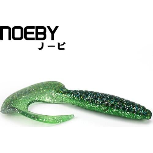 NOEBY 6 pcs/lot Soft Lure 60mm/3.8g U-shape Tail Wobbler Jigging Fishing Bait Lures Soft Worm Shrimp Ocean Fishing Tackle S3119