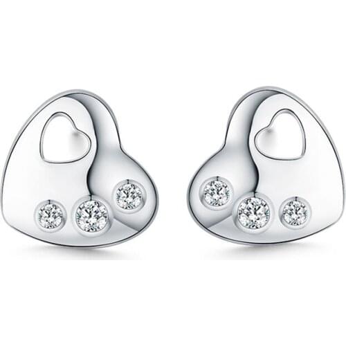 S925 sterling silver heart-shaped earrings accessories simple temperament cute all-match love earrings
