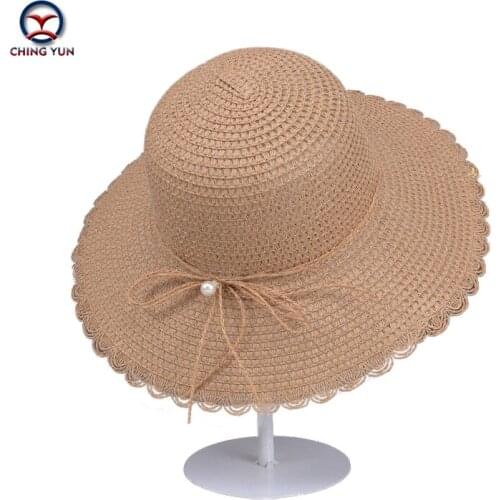 CHINGYUN 2021 New summer womens straw hat lady sunshade hat tourism leisure fashion ultraviolet beach hat outdoor folding hat