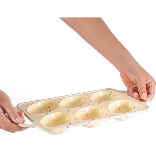 6 Cavity Easter Egg Silicone Cake Mold With Practical Handle Chocolate Mold Baking Tool Heat Resistance Food-grade Silicone