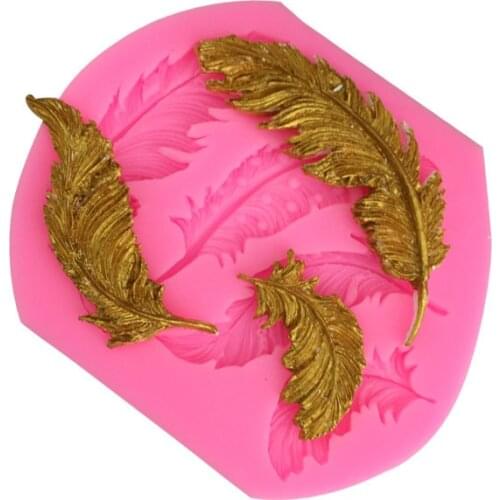 New size feather shape silicone mold chocolate flip sugar baking cake mold gypsum diy drop gum soap mold