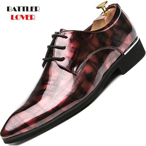 Fashion Pointed Toe Lace up Business Wedding Patent Leather Oxford Shoes Men Formal Office Shoe For Mens Dress Shoes Hairdresser