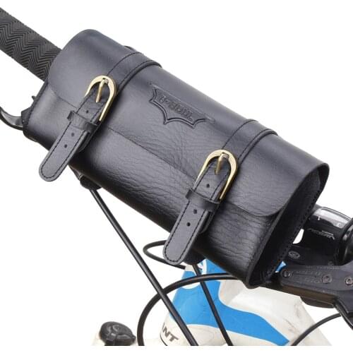 Retro Style Artificial Leather Motorcycle Bicycle Front Frame Waterproof Bag Bike Pouch Cycling Accessory
