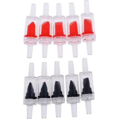 5Pcs Home Fish Aquarium Air Pump Check Valve One Way Non-Return Check Valve Aquarium Co2 System Air Pump Red Black