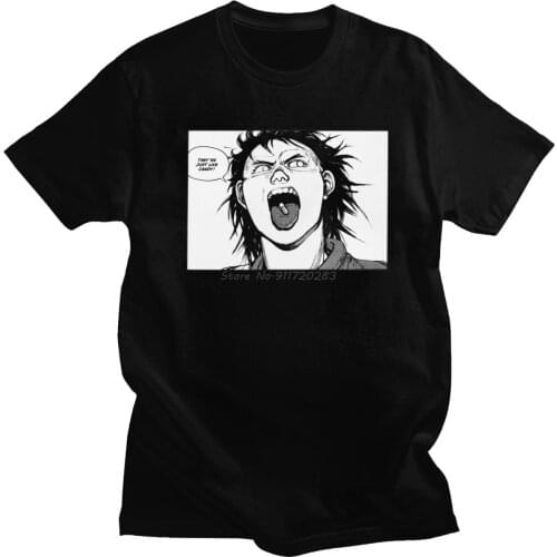 Funny Akira T Shirt Homme Pure Cotton Manga Shotaro Kaneda Tee Anime Manga Tshirt Short Sleeved Urban Neo Tokyo T-shirt Merch