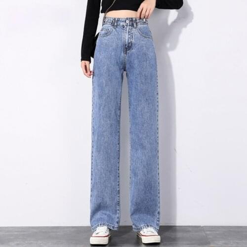 2021 NEW Straight Jeans Women Plus Size High Waisted Denim Pants Wide Leg Vintage Streetwear Full Length Trousers Spring Summer