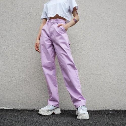High Waist Pants Women Cotton Trousers Women Purple Cargo Pants Women Streetwear 2020 Full Length Panties Ladies