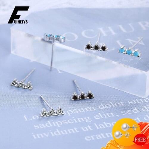 Trendy Earrings 925 Silver Jewelry Accessories Round Zircon Gemstone Stud Earring for Women Wedding Promise Party Gift Wholesale