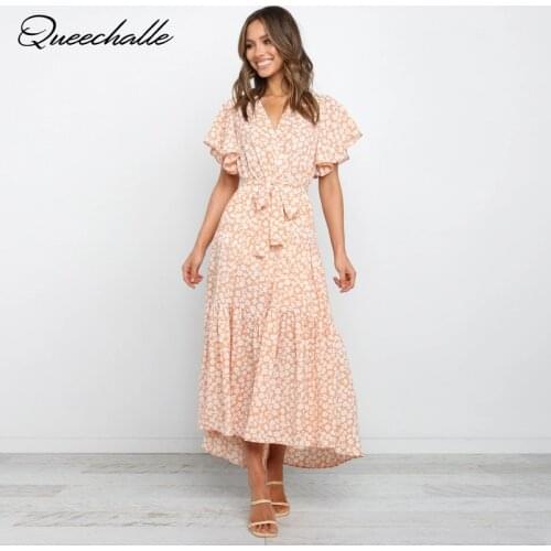 Vintage Floral Print Pleated Dress Women 2021 Summer Dress V neck Butterfly Sleeve A-line Dress with Belt Ruffles Party Dresses