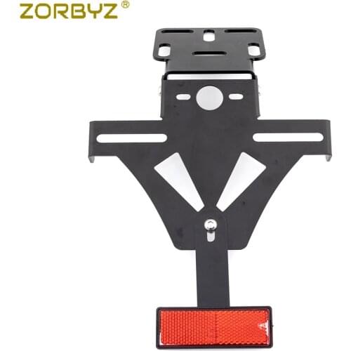 ZORBYZ Motorcycle Black Adjustable Angle License Plate Frame Holder Bracket With Reflector For Yamaha YZF R1 R3 R6 FZ6 MT-07