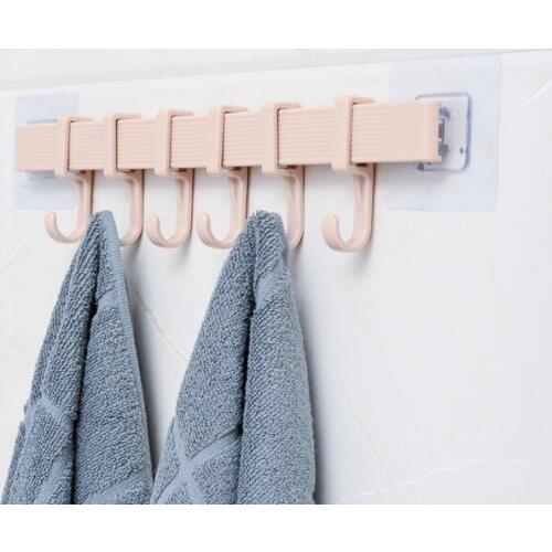 1PC Multifunction Kitchen Storage Hook Holder 6 Hooks Wall Door Holder Hanger Rack For Spoon Scoop Bathroom Organizer XB 055
