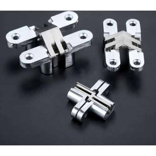 2pcs 304 Stainless Steel Hidden Hinges Seven Size Invisible Concealed Folding Door Hinge For Kitchen Furniture Hardware